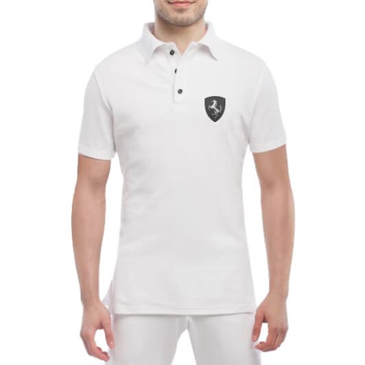 Футболка мужская Globuspioner поло Ferrari Shield Logo белый спереди