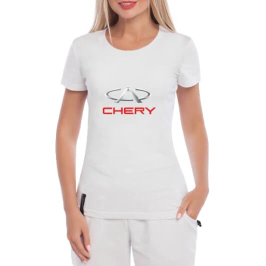 Футболка жіноча Globuspioner класична Chery Amulet біла принт спереду