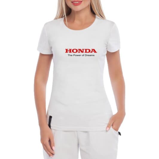 Футболка женская Globuspioner классическая Honda Power белая принт спереди
