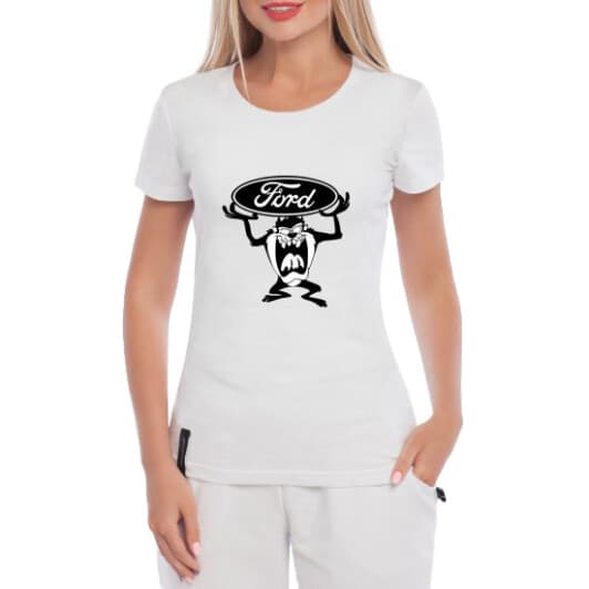 Футболка жіноча Globuspioner класична Ford Boy біла принт спереду