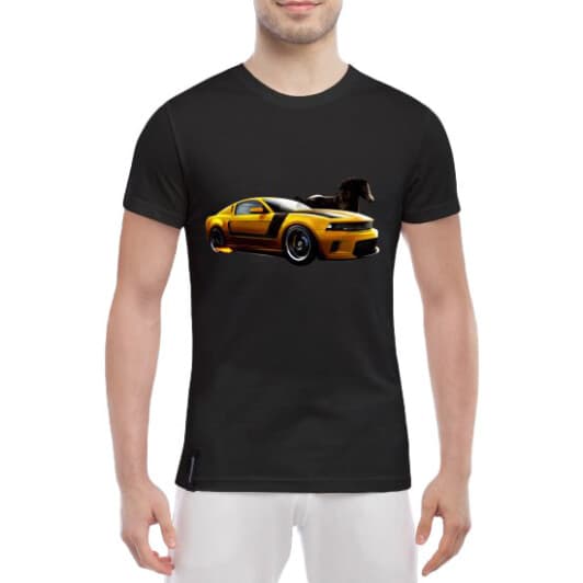Футболка мужская Globuspioner классическая Ford Mustang Yellow черный спереди