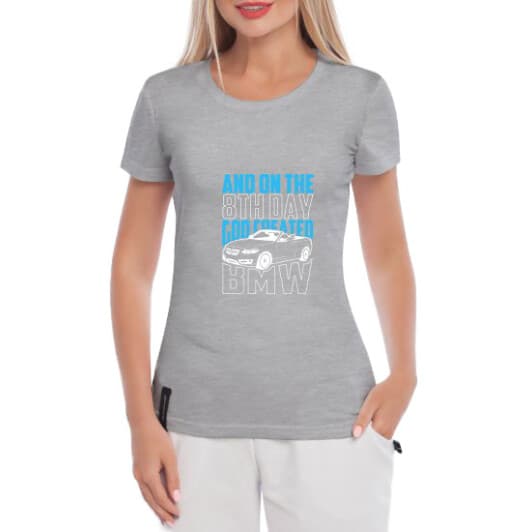 Футболка женская Globuspioner классическая BMW 8th Day серая принт спереди
