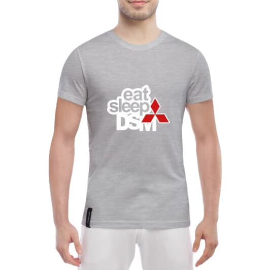 Футболка чоловіча Globuspioner класична Eat Sleep DSM сіра принт спереду