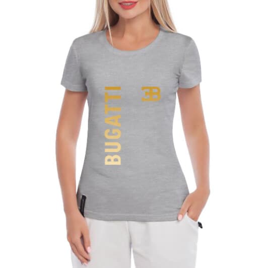 Футболка женская Globuspioner классическая Bugatti Gold серая принт спереди