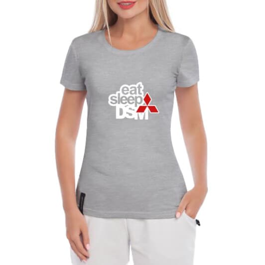 Футболка жіноча Globuspioner класична Eat Sleep DSM сіра принт спереду