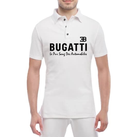 Футболка чоловіча Globuspioner поло Bugatti Slogan біла принт спереду