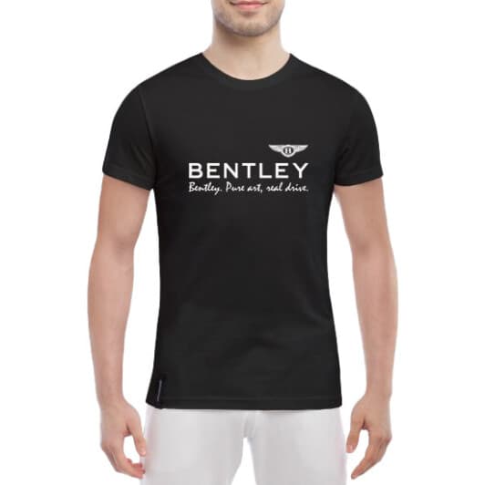 Футболка чоловіча Globuspioner поло Bentley Slogan чорна принт спереду