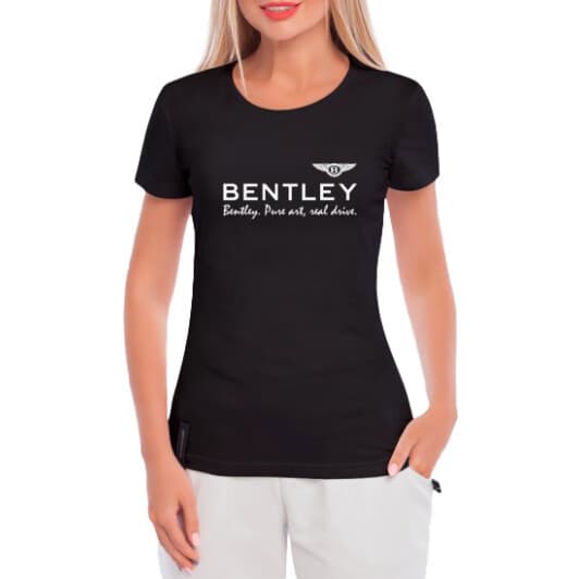Футболка жіноча Globuspioner класична Bentley Slogan чорна принт спереду