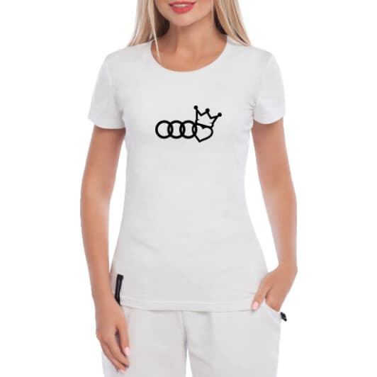 Футболка жіноча Globuspioner класична I love Audi біла принт спереду