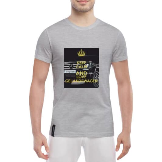 Футболка мужская Globuspioner классическая Keep Сalm and Love Gelandewagen серый спереди
