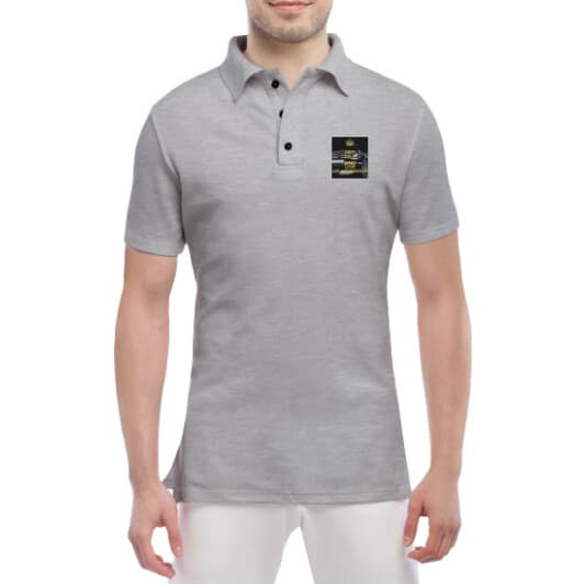 Футболка мужская Globuspioner поло Keep Сalm and Love Gelandewagen серый спереди