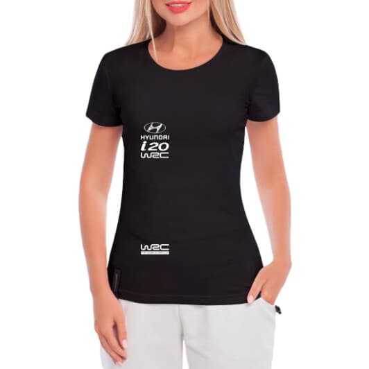 Футболка женская Globuspioner классическая Hyundai WRS черная принт спереди