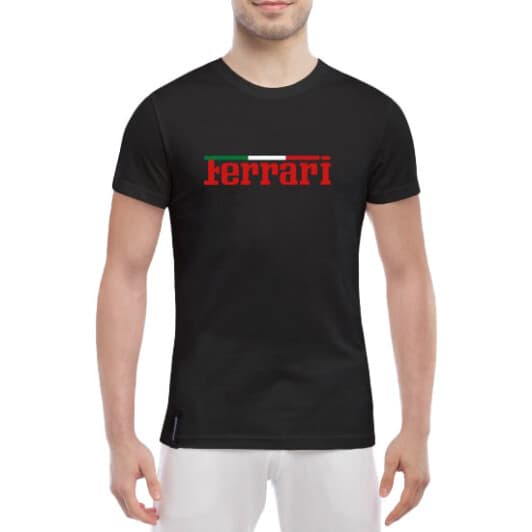 Футболка мужская Globuspioner классическая Ferrari Flag черный спереди