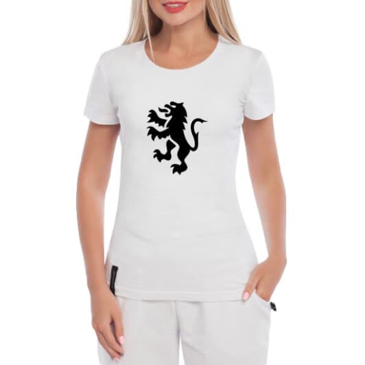 Футболка жіноча Globuspioner класична Peugeot Lion біла принт спереду