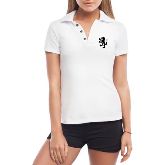 Футболка жіноча Globuspioner поло Peugeot Lion біла принт спереду