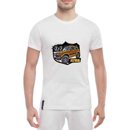 Футболка мужская Globuspioner классическая Niva 4x4 белый спереди