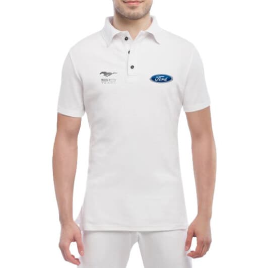 Футболка чоловіча Globuspioner поло Ford 50 Years біла принт спереду