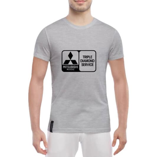 Футболка мужская Globuspioner классическая Mitsubishi Triple Diamon Service серый спереди