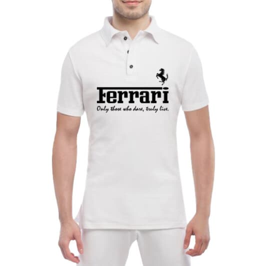 Футболка мужская Globuspioner поло Ferrari Slogan белый спереди