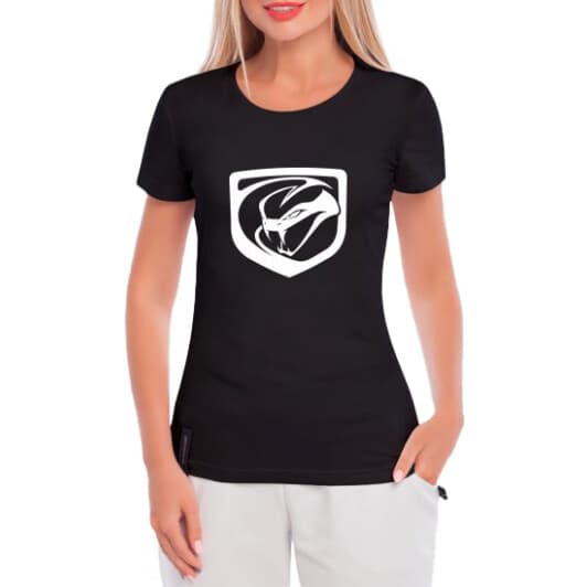 Футболка женская Globuspioner классическая Dodge Viper черная принт спереди