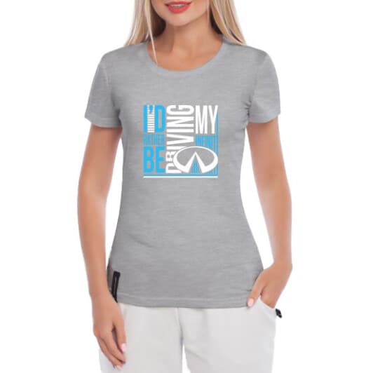 Футболка женская Globuspioner классическая My infiniti серая принт спереди