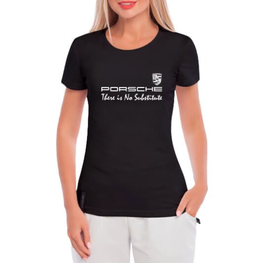 Футболка женская Globuspioner классическая Porsche Slogan черная принт спереди