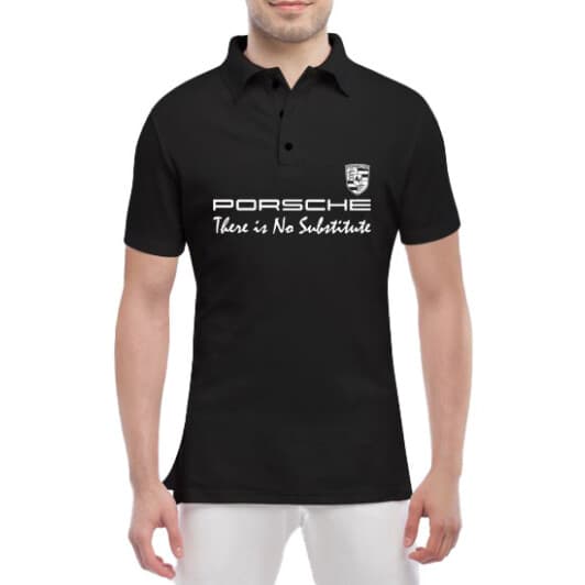 Футболка чоловіча Globuspioner поло Porsche Slogan чорна принт спереду