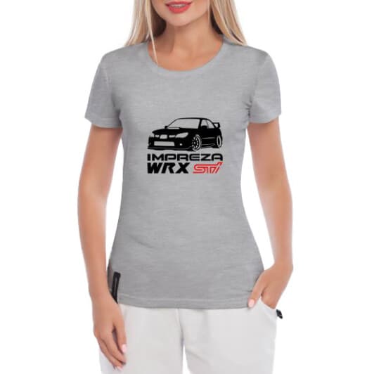 Футболка женская Globuspioner классическая Impreza WRX серая принт спереди