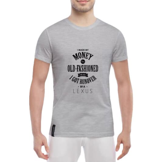 Футболка чоловіча Globuspioner класична I Made My Money сіра принт спереду