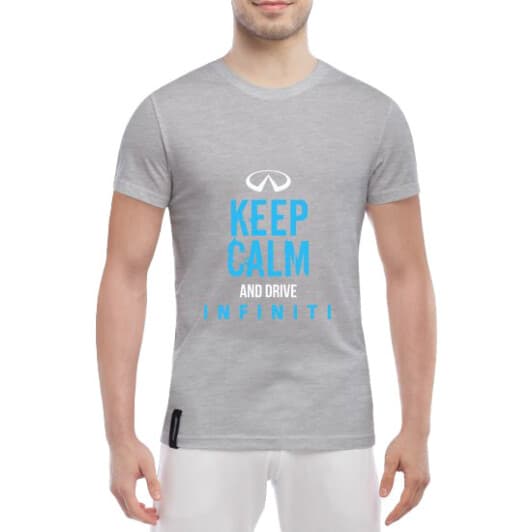 Футболка чоловіча Globuspioner класична Infiniti Keep Calm сіра принт спереду