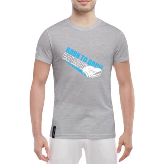 Футболка чоловіча Globuspioner класична Infiniti Born to Drive сіра принт спереду