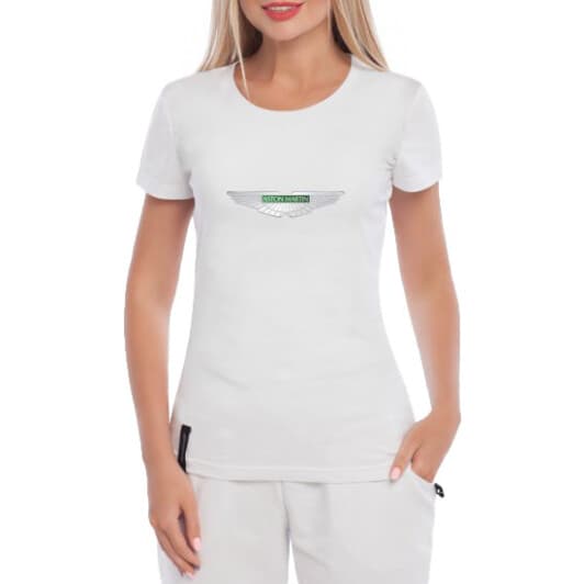 Футболка жіноча Globuspioner класична Aston Martin Wings Iron біла принт спереду