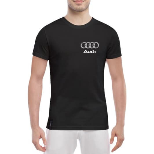 Футболка мужская Globuspioner классическая Audi Silver Logo черный спереди