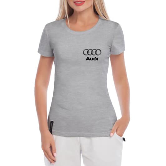 Футболка жіноча Globuspioner класична Audi Silver Logo сіра принт спереду