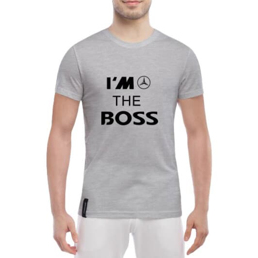 Футболка мужская Globuspioner классическая Mercedes I´m the Boss серый спереди