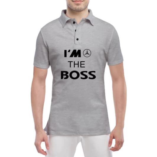 Футболка мужская Globuspioner поло Mercedes I´m the Boss серый спереди