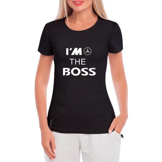 Футболка жіноча Globuspioner класична Mercedes I´m the Boss чорна принт спереду