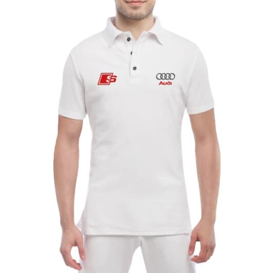 Футболка мужская Globuspioner поло Audi S белый спереди