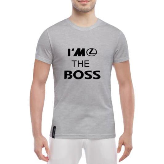 Футболка чоловіча Globuspioner класична Lexus I´m the Boss сіра принт спереду