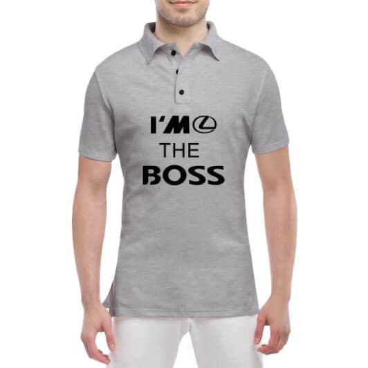 Футболка мужская Globuspioner поло Lexus I´m the Boss серый спереди
