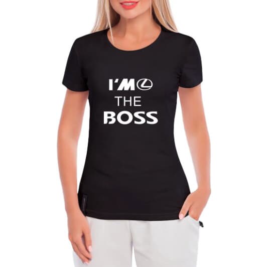 Футболка жіноча Globuspioner класична Lexus I´m the Boss чорна принт спереду
