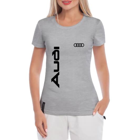 Футболка женская Globuspioner классическая Audi Automotive серая принт спереди