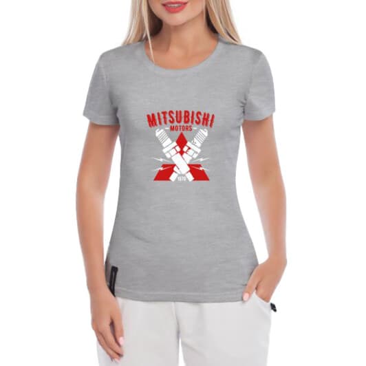 Футболка женская Globuspioner классическая Mitsubishi 1970 серая принт спереди