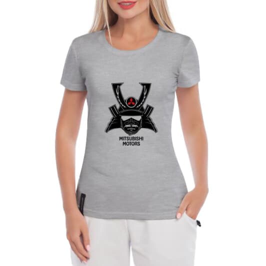 Футболка женская Globuspioner классическая Mitsubishi Motors Samurai серая принт спереди