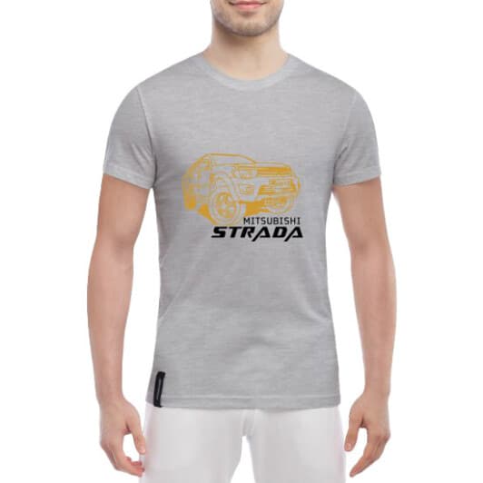 Футболка чоловіча Globuspioner класична Mitsubishi Strada сіра принт спереду