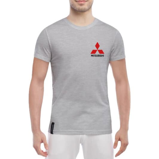 Футболка чоловіча Globuspioner класична Mitsubishi Mini Logo сіра принт спереду