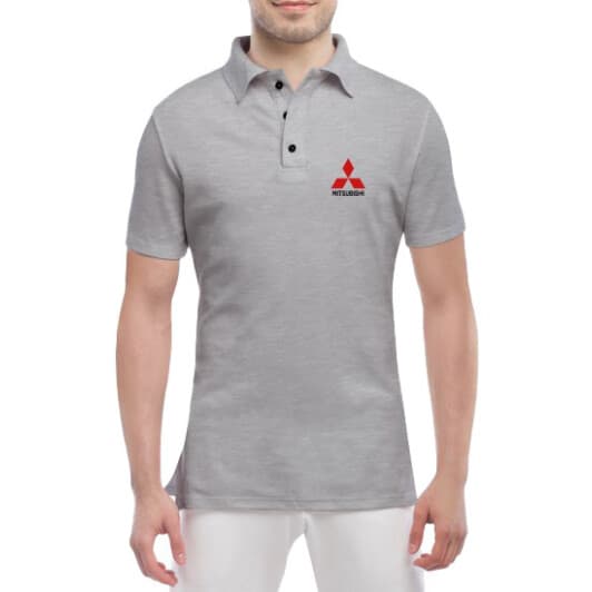 Футболка чоловіча Globuspioner поло Mitsubishi Mini Logo сіра принт спереду