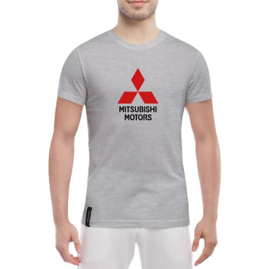 Футболка чоловіча Globuspioner класична Mitsubishi Motors Big Logo v2 сіра принт спереду