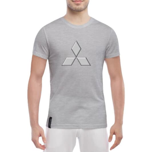 Футболка мужская Globuspioner классическая Mitsubishi Big Logo Silver серый спереди