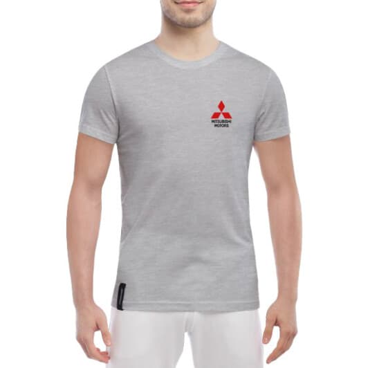 Футболка чоловіча Globuspioner класична Mitsubishi Motors Mini Logo сіра принт спереду